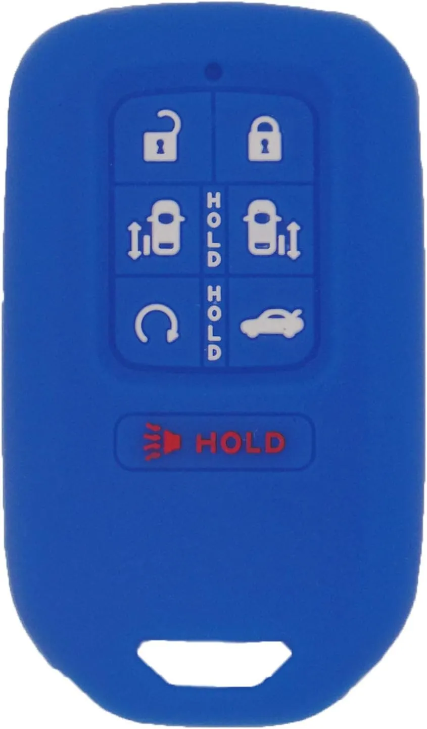 LemSa 2pcs Silicone 7 Buttons Smart Key Fob Cover Remote Keyless Entry Bag Compatible with Honda Odyssey Elite Ex 2018 2019 2020 KR5V1X KR5V2X, Black Blue