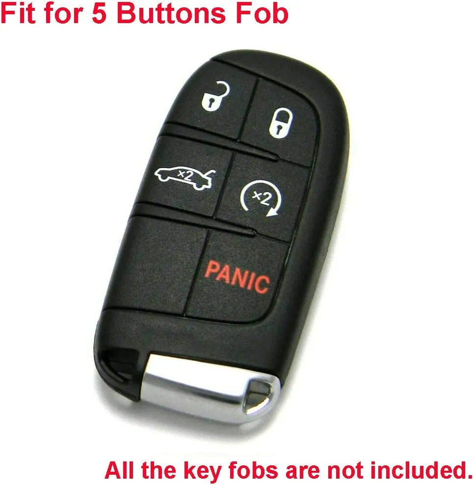 LemSa 2pcs Smart Key Fob Cover Remote Keyless Entry Bag for Jeep Grand Cherokee,for Dodge Challenger Charger Dart Durango Journey,for Chrysler 300, Black Blue