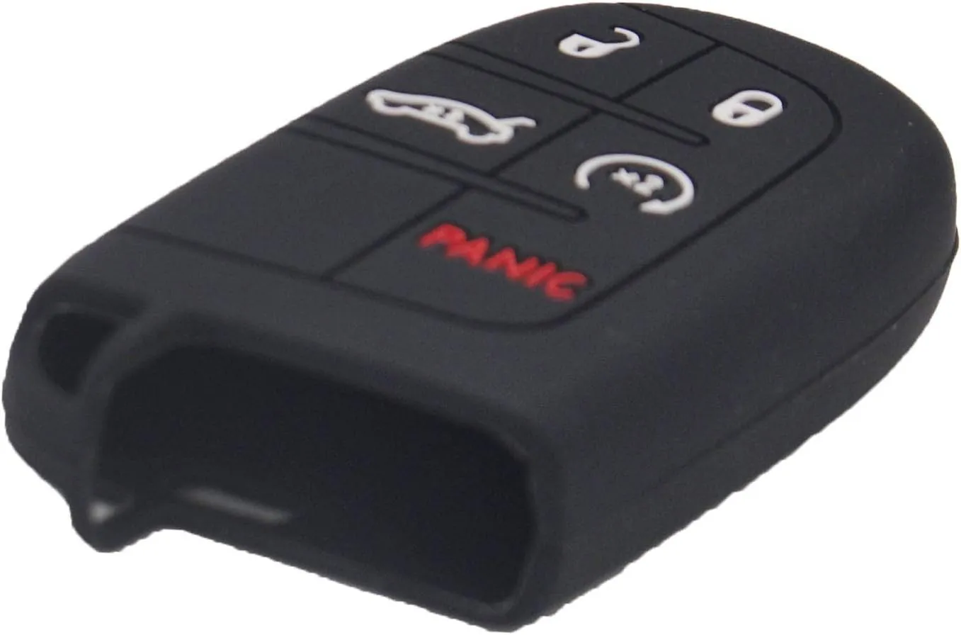 LemSa 2pcs Smart Key Fob Cover Remote Keyless Entry Bag for Jeep Grand Cherokee,for Dodge Challenger Charger Dart Durango Journey,for Chrysler 300, Black Blue