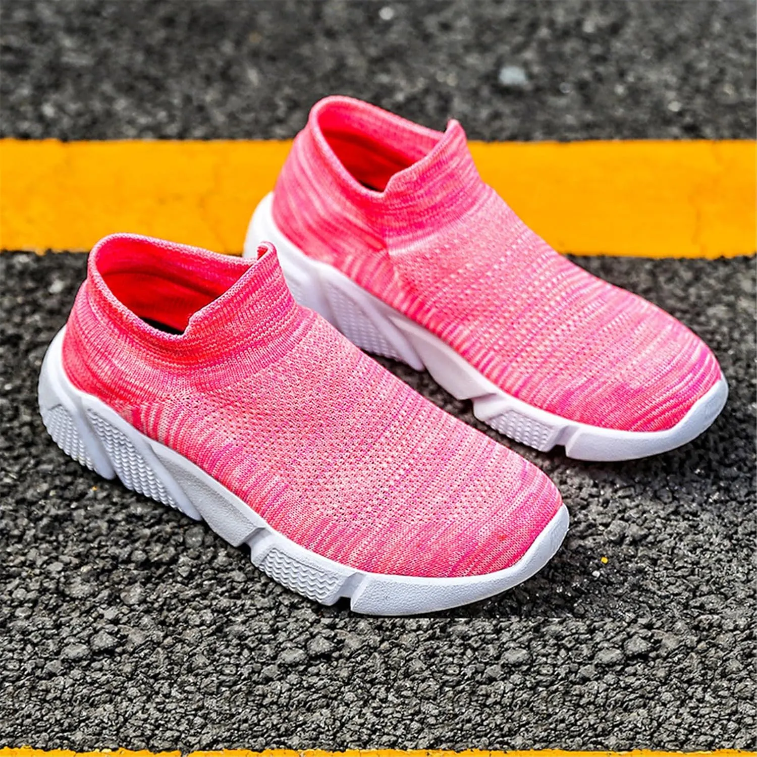 LLTMALL Women's Knit Loafer Sneakers Mesh Breathable Slip on Tennis Walking Sock Shoes