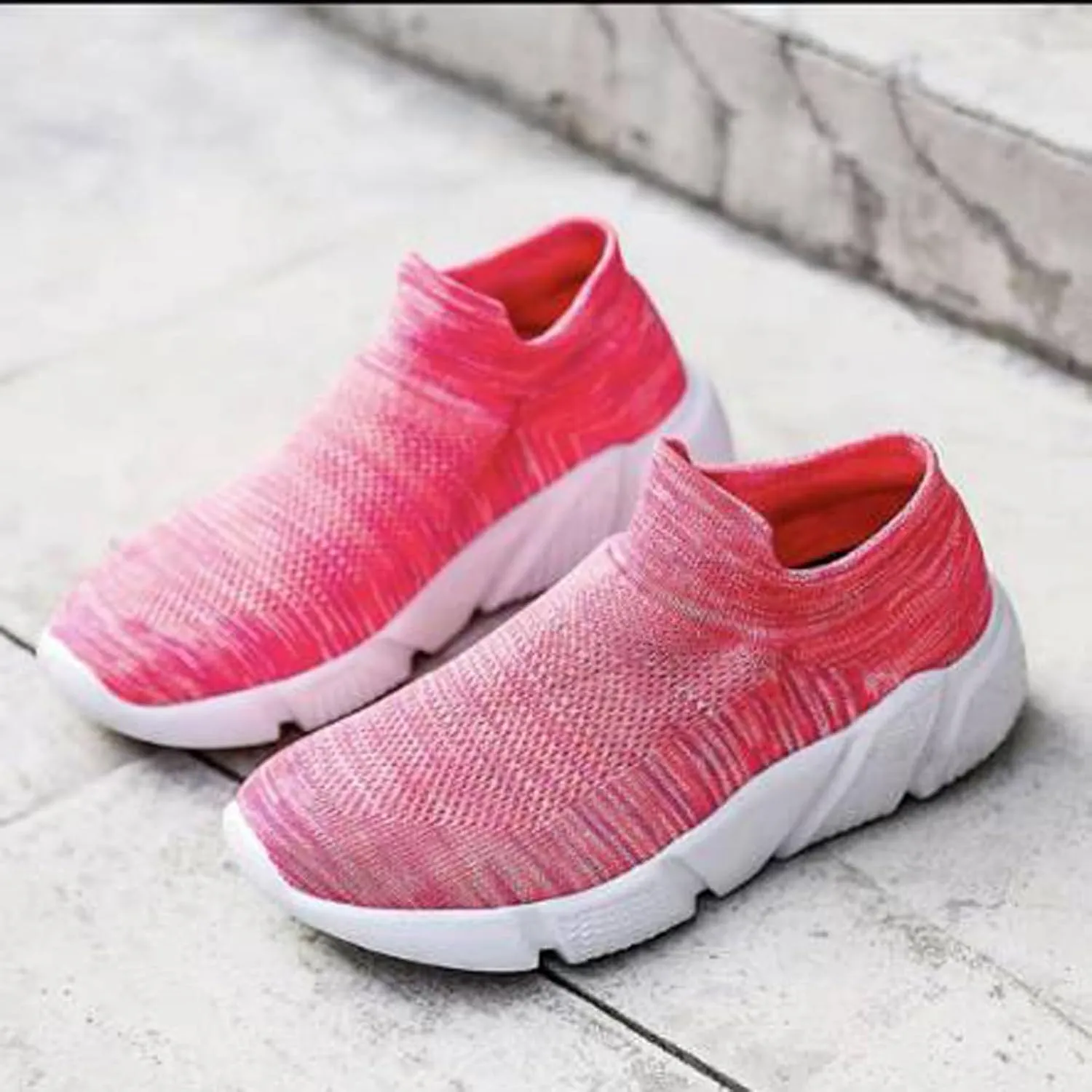 LLTMALL Women's Knit Loafer Sneakers Mesh Breathable Slip on Tennis Walking Sock Shoes
