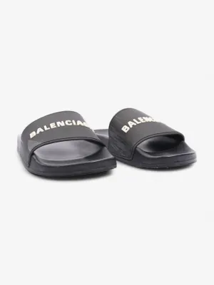 Logo Pool Slide Black / White Logo Rubber EU 39 UK 6