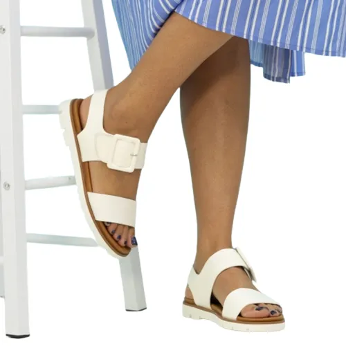 Lunar Ladies Flat Sandals - Cher - White