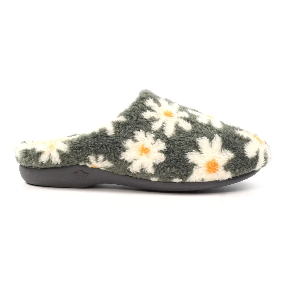 Lunar Plumeria Women's Flower Mule Machine Washable Slipper Grey