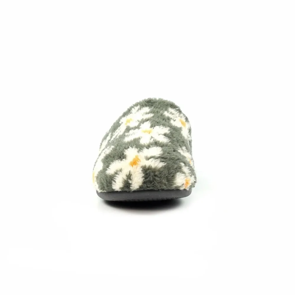 Lunar Plumeria Women's Flower Mule Machine Washable Slipper Grey