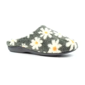 Lunar Plumeria Women's Flower Mule Machine Washable Slipper Grey