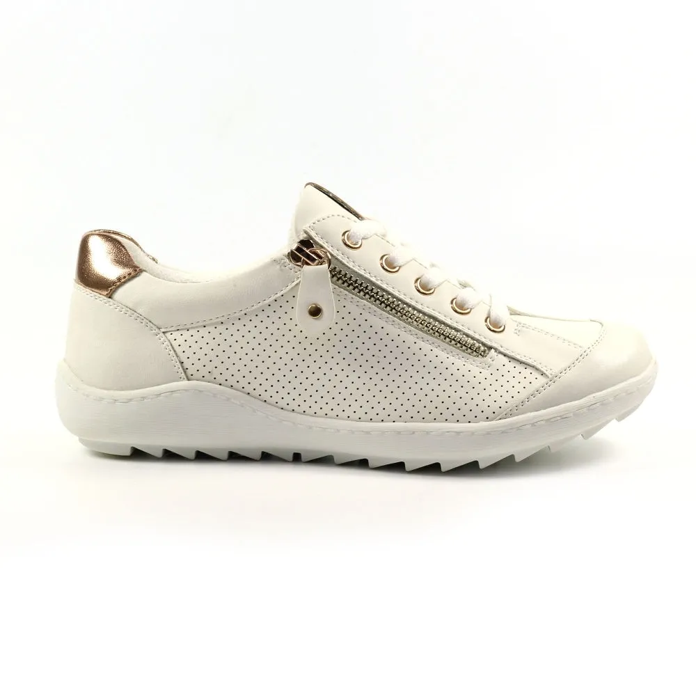 Lunar Tori Women's Lace Up Panelled Trainer White