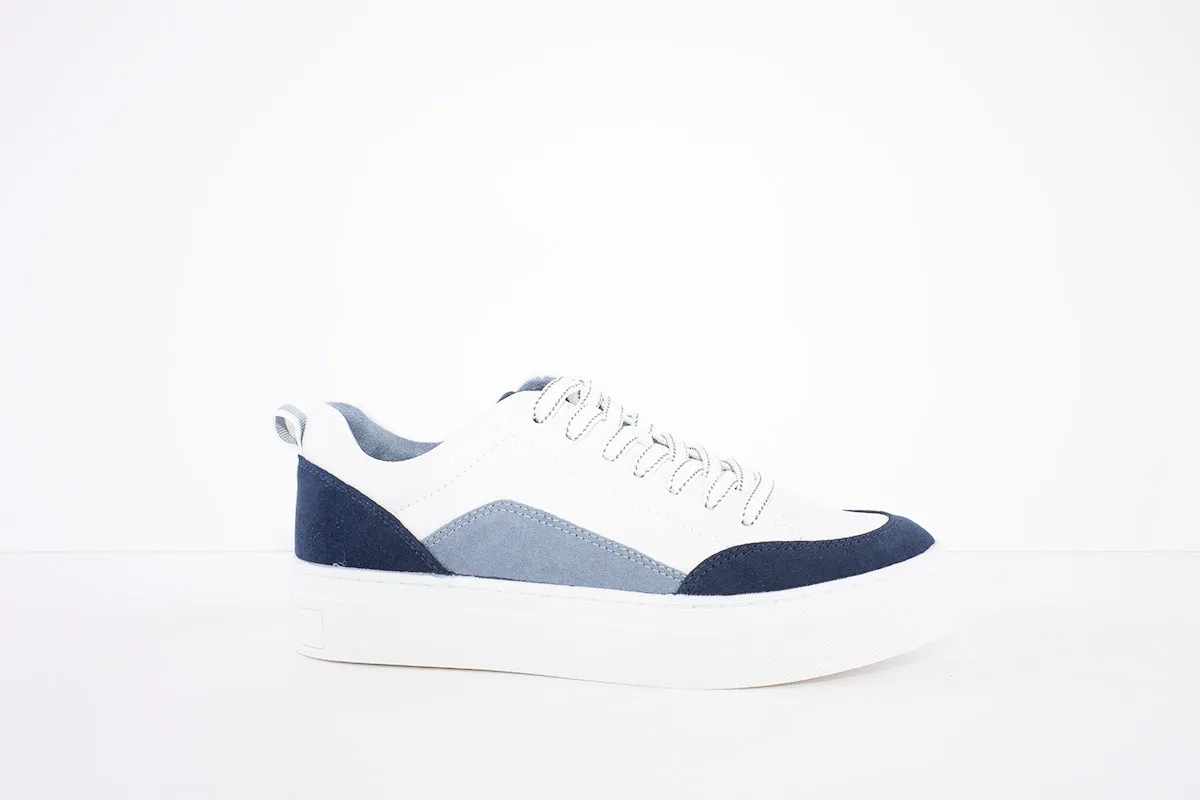 MARCO TOZZI - 23703-135 LACED FASHION SHOE - WHITE/NAVY