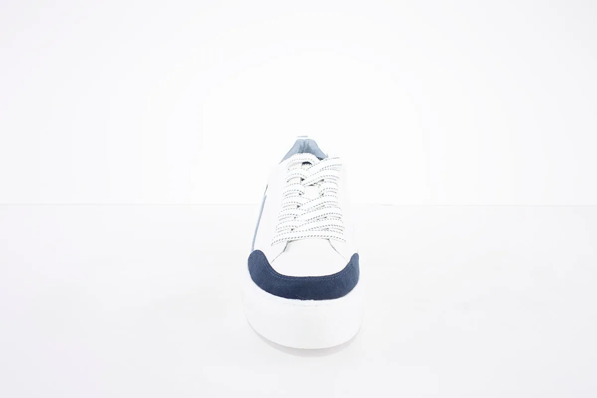 MARCO TOZZI - 23703-135 LACED FASHION SHOE - WHITE/NAVY