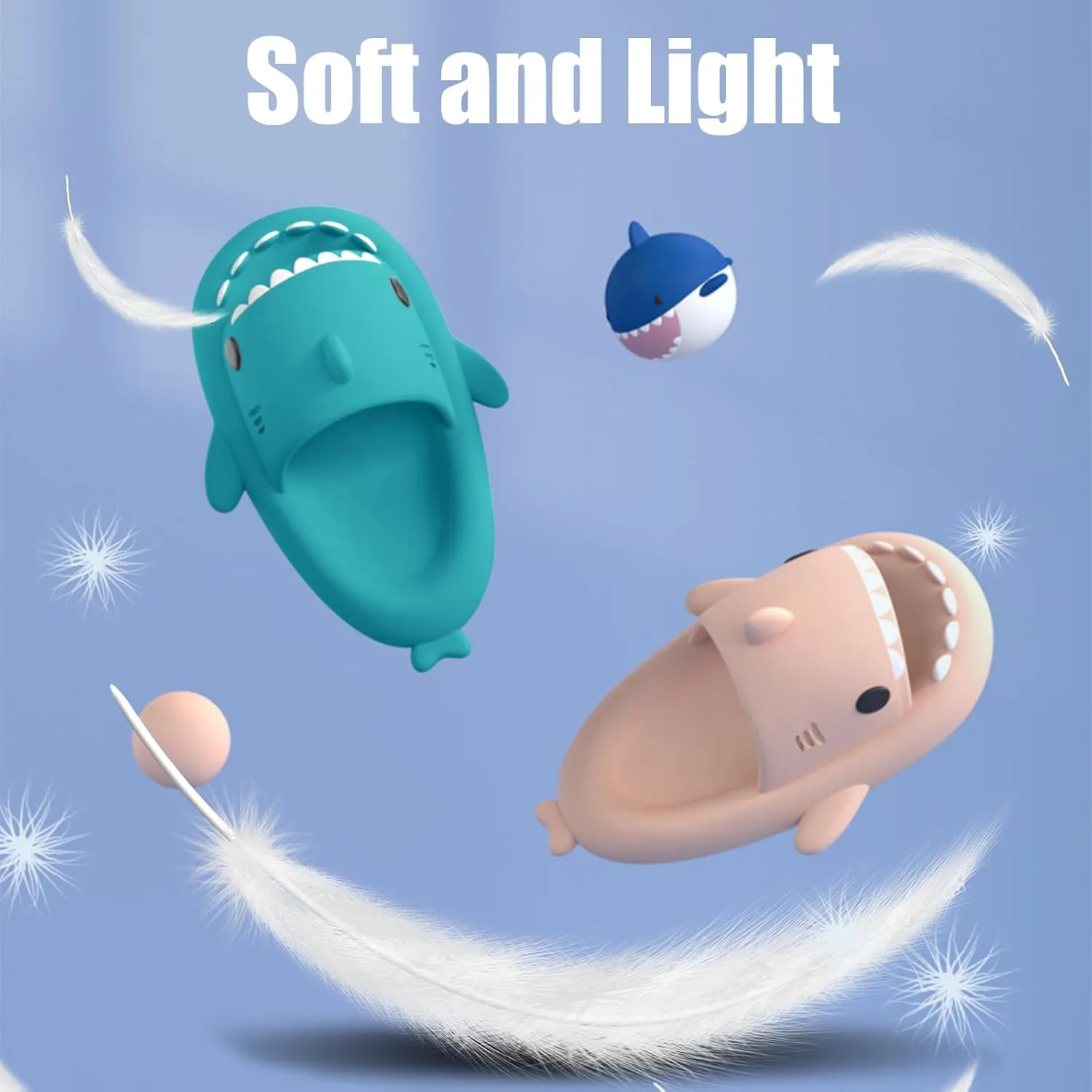 Menore Kids Shark Cloud Slides | Boys Girls Toddlers Pillow Slippers | Cute Cartoon Open Toe Sandals | Cushioned Thick Sole Shower Water Shoes Indoor & Outdoor