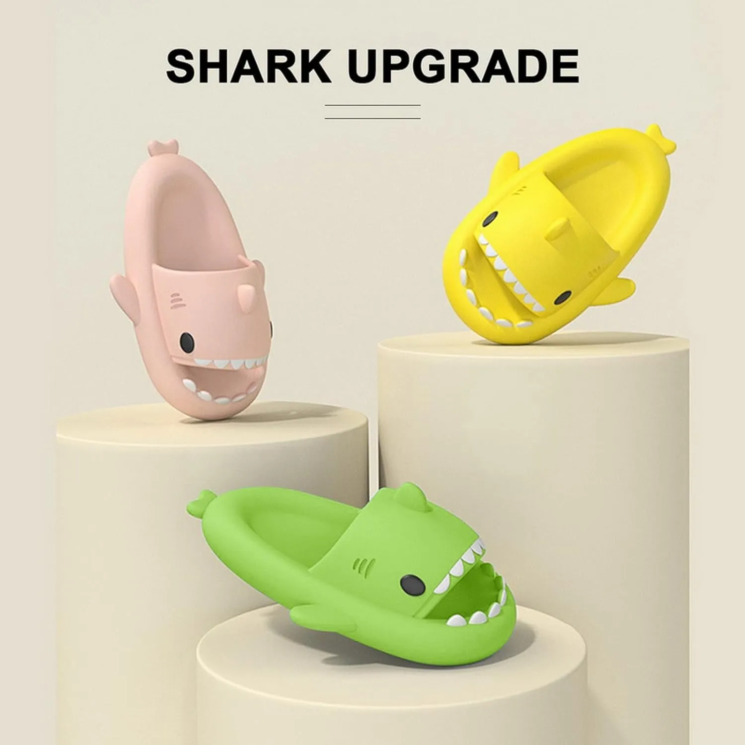 Menore Kids Shark Cloud Slides | Boys Girls Toddlers Pillow Slippers | Cute Cartoon Open Toe Sandals | Cushioned Thick Sole Shower Water Shoes Indoor & Outdoor