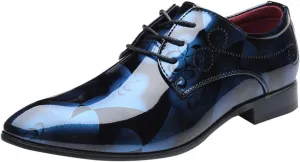 Mens Moccasins Shoes Leather Classical Style Shoes for Men Slip On PU Leather Low Rubber Sole Block Heel Work Leather Boxing Shoes for Men (Blue, 13.5)