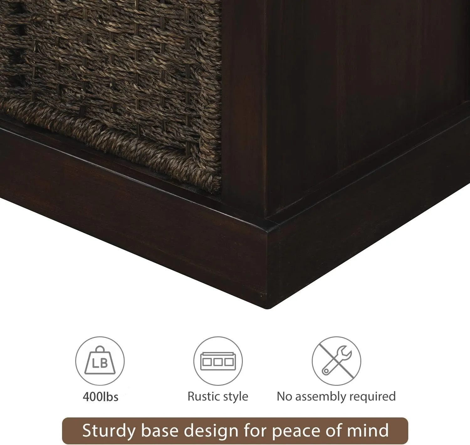 Merax Storage Bench Entryway Storage Bench with 3 Removable Basket, Shoe Bench Fully Assemble Storage Bench with Removable Cushion for Entryway, Hallway,Living Room(Espresso)