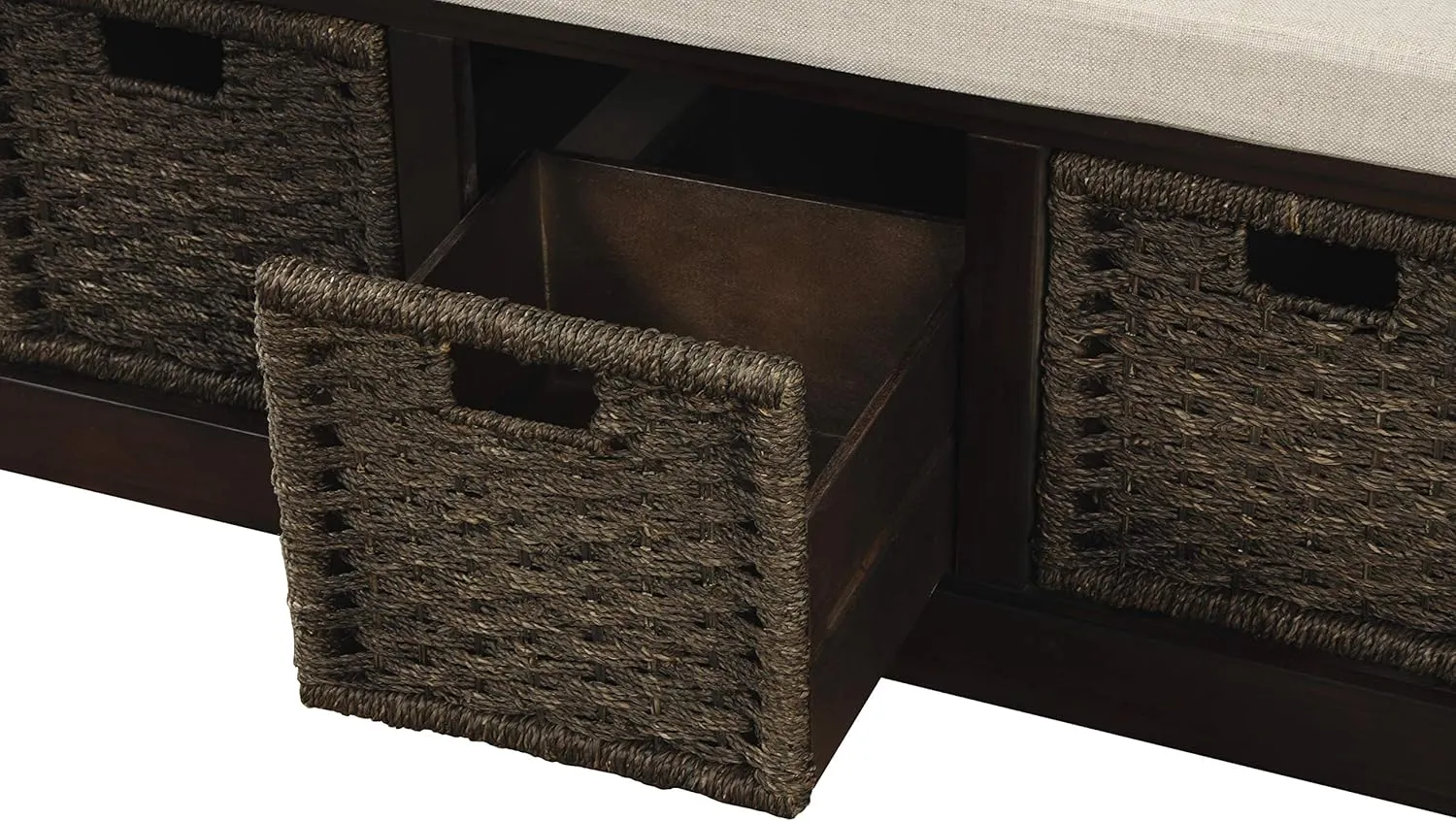 Merax Storage Bench Entryway Storage Bench with 3 Removable Basket, Shoe Bench Fully Assemble Storage Bench with Removable Cushion for Entryway, Hallway,Living Room(Espresso)
