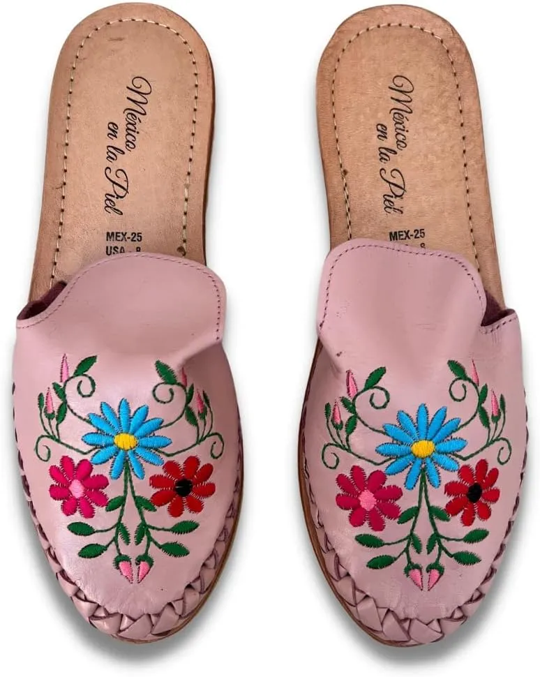 Mexico en la Piel Leather Slide Sandals for Woman Handmade.