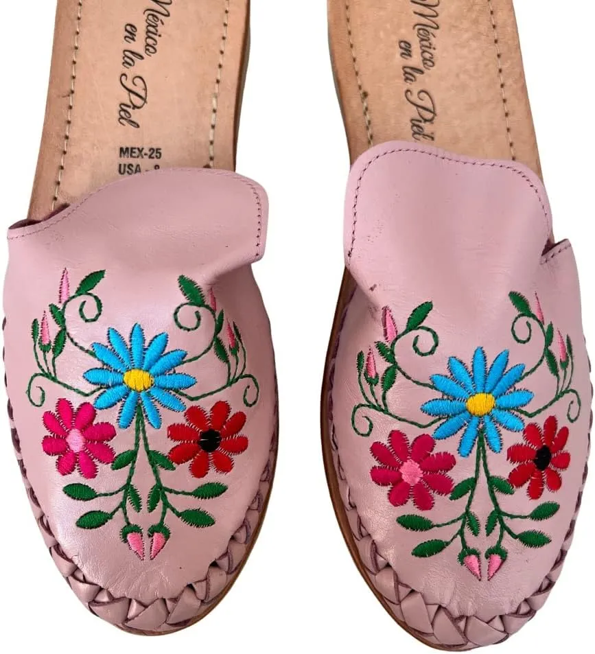 Mexico en la Piel Leather Slide Sandals for Woman Handmade.