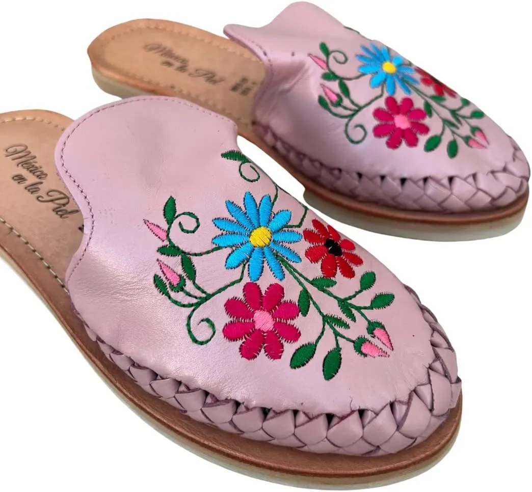 Mexico en la Piel Leather Slide Sandals for Woman Handmade.