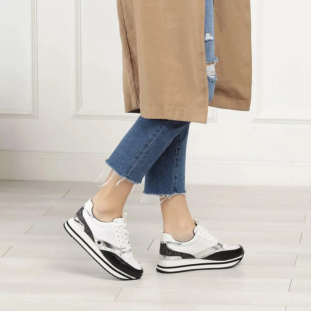 Michael Kors Mariah Trainer Black/Optic White 8 M