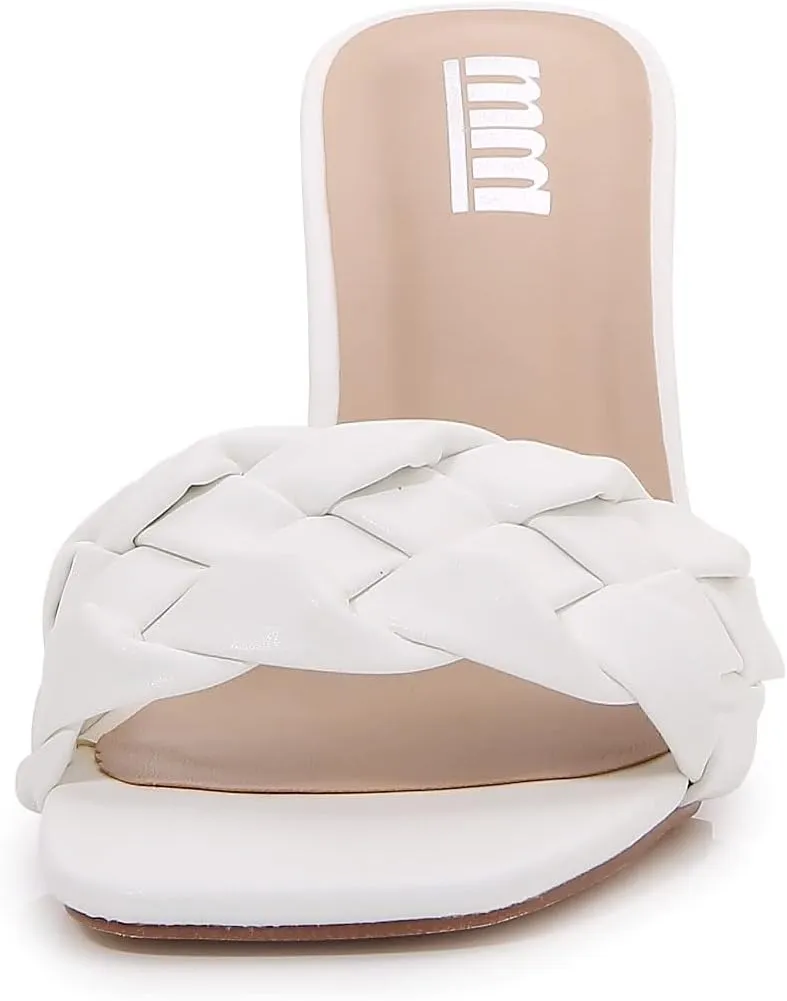 mm Women Muti Style Single braided and Transparent Strap High 4 inch Chunky Heeled Open Toe Sandals