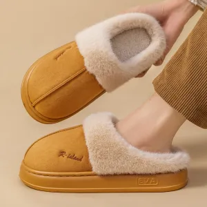 New Winter Cosy Warm Couple Style Concise Fluffy Slippers Women Men Non-slip Soft Slides Indoor Mule Ladies' Home Cotton Shoes