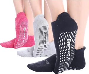 Non-Slip Socks Yoga Barre Pilates Hospital Maternity Sock w/Grips for Women Men