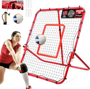 Official Balls   Installation-Free Practice Volleyball Rebounder Net for Backyard Training Baseball Soccer Rebounder - Adjustable 7 Angles x 4 Zones - Easy Setup All Angle Training Ball Improve Skill