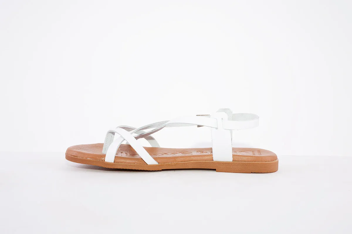 OH MY SANDALS -4952  FLAT STRAP FASHION SANDAL - WHITE