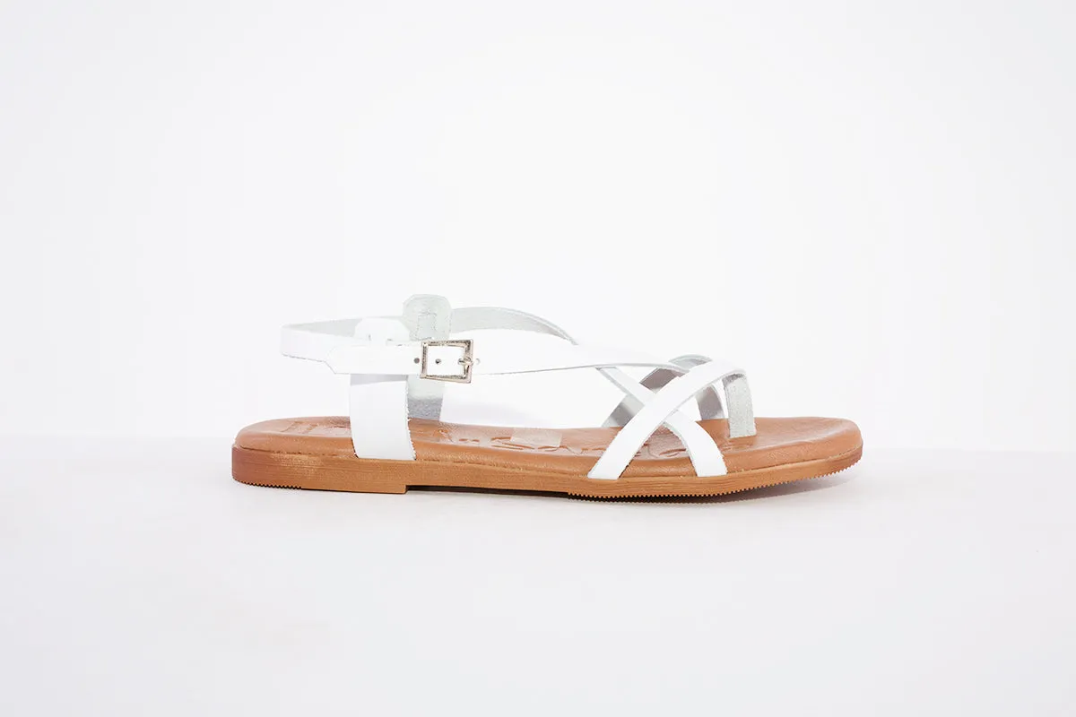 OH MY SANDALS -4952  FLAT STRAP FASHION SANDAL - WHITE