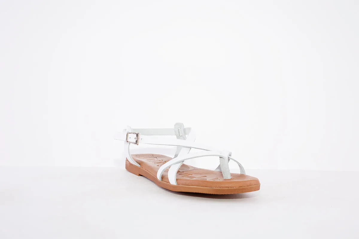OH MY SANDALS -4952  FLAT STRAP FASHION SANDAL - WHITE