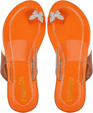 OYOANGLE Women's Bow Clear Flat Sandals Rhinestone PU Leather Open Toe Thong Slip on Dressy Slides Sandal