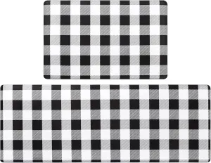 Pauwer Anti Fatigue Kitchen Mat Set of 2, Farmhouse Kitchen Rugs Non Skid Washable, Cushioned Kitchen Mats for Floor, Waterproof Memory Foam Kitchen Floor Mats, Standing Desk Mat Kitchen Runner Carpet