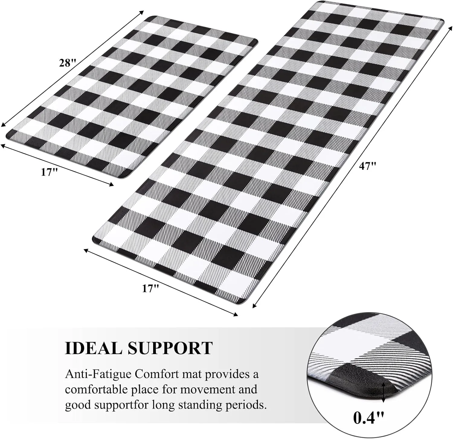 Pauwer Anti Fatigue Kitchen Mat Set of 2, Farmhouse Kitchen Rugs Non Skid Washable, Cushioned Kitchen Mats for Floor, Waterproof Memory Foam Kitchen Floor Mats, Standing Desk Mat Kitchen Runner Carpet