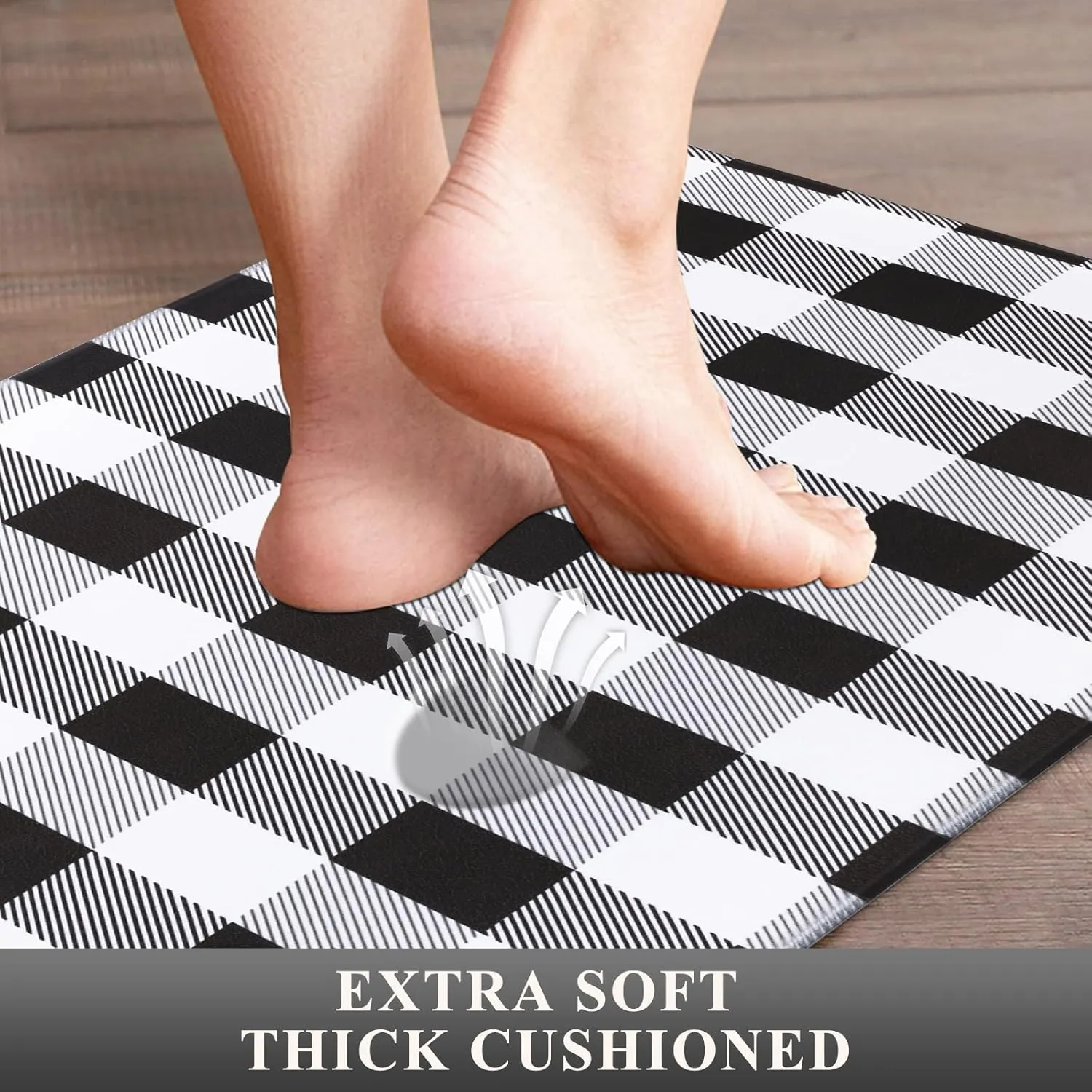 Pauwer Anti Fatigue Kitchen Mat Set of 2, Farmhouse Kitchen Rugs Non Skid Washable, Cushioned Kitchen Mats for Floor, Waterproof Memory Foam Kitchen Floor Mats, Standing Desk Mat Kitchen Runner Carpet