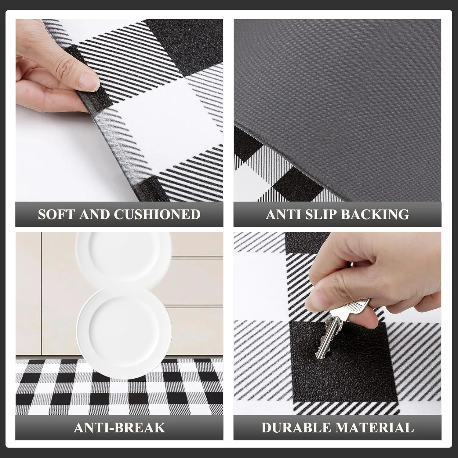 Pauwer Anti Fatigue Kitchen Mat Set of 2, Farmhouse Kitchen Rugs Non Skid Washable, Cushioned Kitchen Mats for Floor, Waterproof Memory Foam Kitchen Floor Mats, Standing Desk Mat Kitchen Runner Carpet