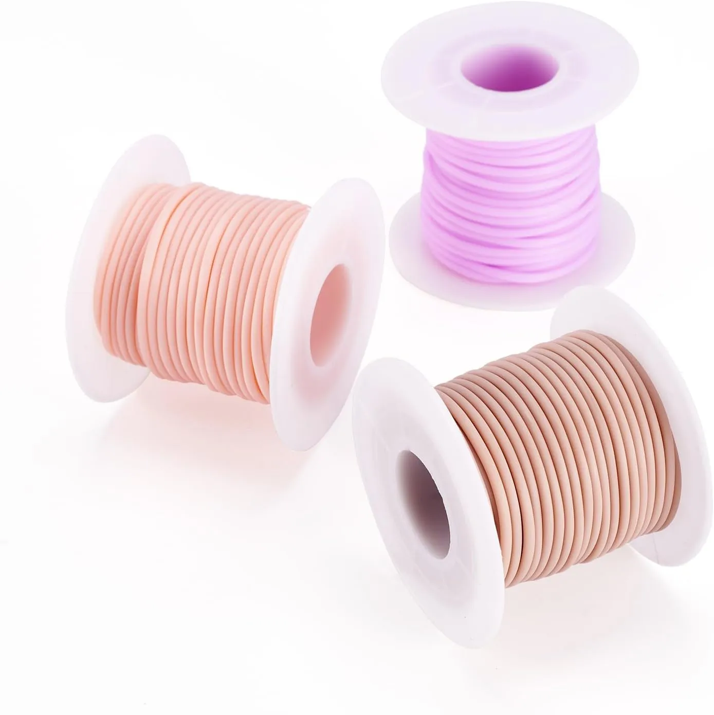 PH PandaHall 32.8 Yards Tan Khaki Knitting Cord, 2mm Rubber Tubing, Ideal for Knitting and Crafting