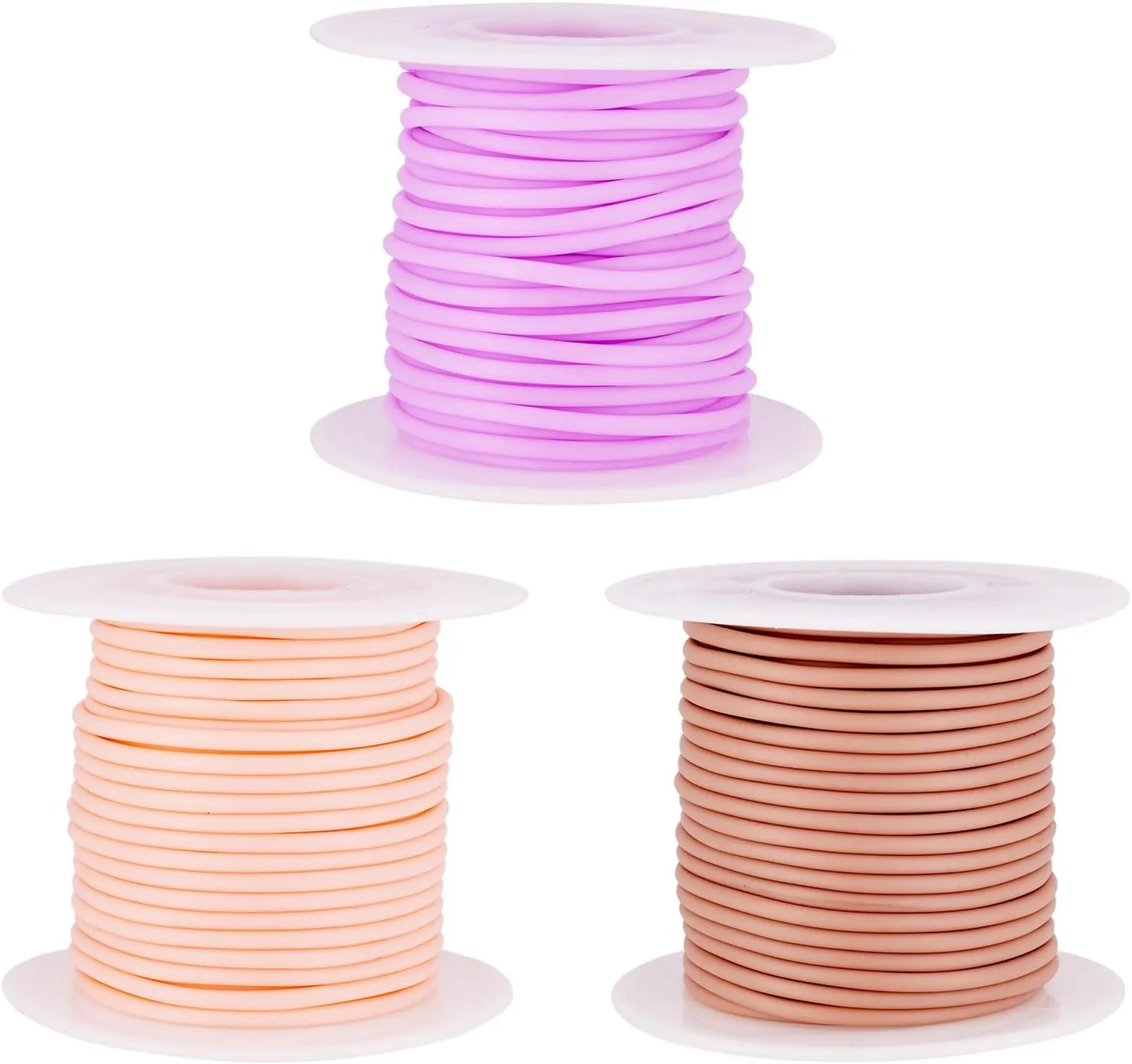 PH PandaHall 32.8 Yards Tan Khaki Knitting Cord, 2mm Rubber Tubing, Ideal for Knitting and Crafting