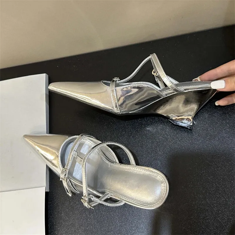 Pointed Toe Women Slippers Shoes Designer Wedges High Heels