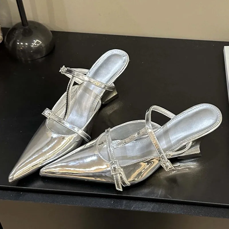 Pointed Toe Women Slippers Shoes Designer Wedges High Heels
