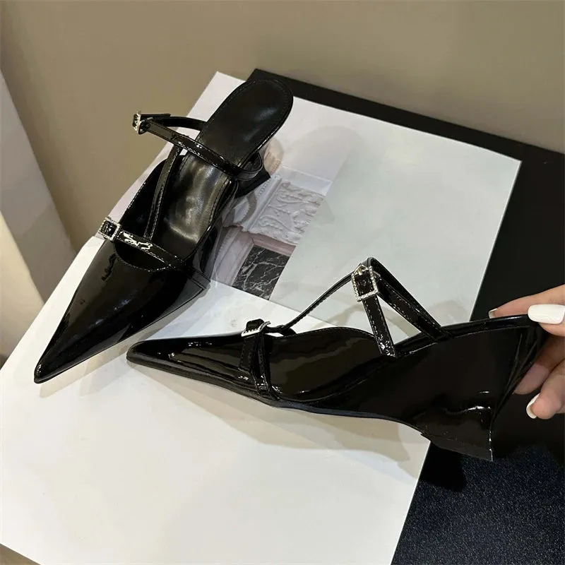 Pointed Toe Women Slippers Shoes Designer Wedges High Heels