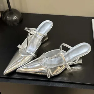 Pointed Toe Women Slippers Shoes Designer Wedges High Heels