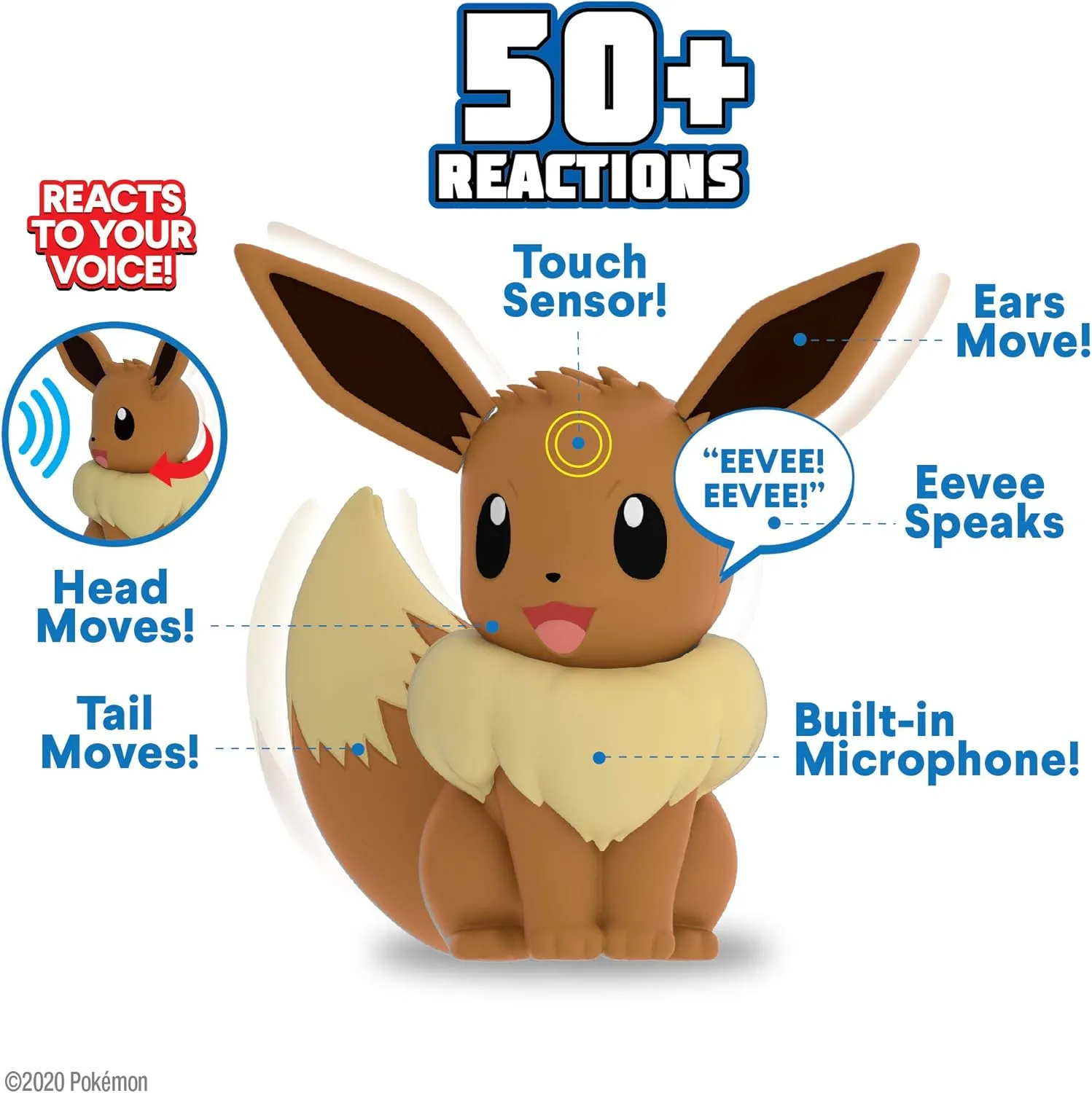 Pokemon Electronic & Interactive My Partner Eevee - Reacts to Touch & Sound, Over 50 Different Interactions with Movement and Sound - Eevee Dances, Moves & Speaks - Gotta Catch ‘Em All