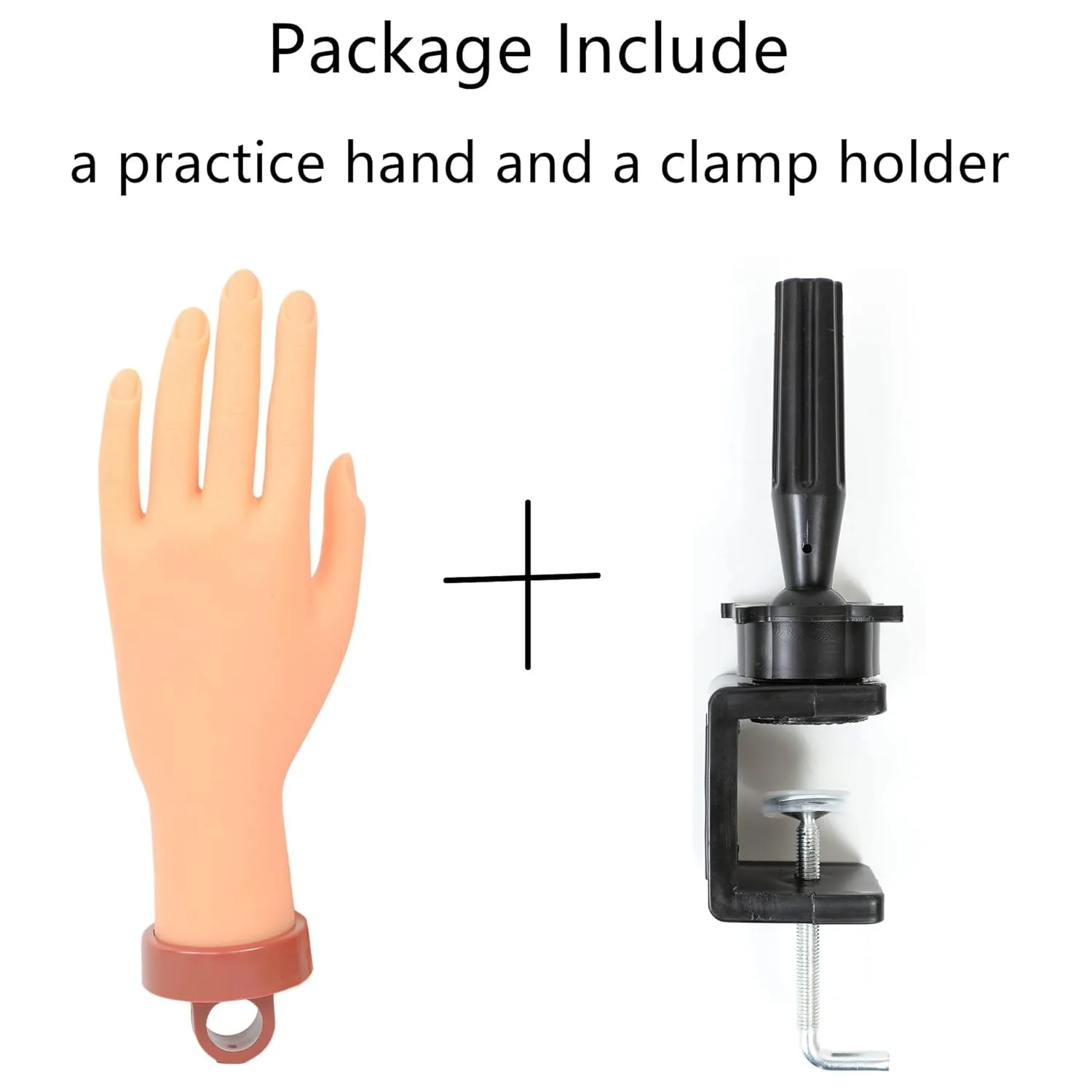 Practice Hand for Acrylic Nails, Professional Nail Practice Hand Fake Hand for Nail Practice Mannequin Hands for Nails Practice Nail Training Practice Hand for Acrylic Nail Kit(with Clamp Holder)