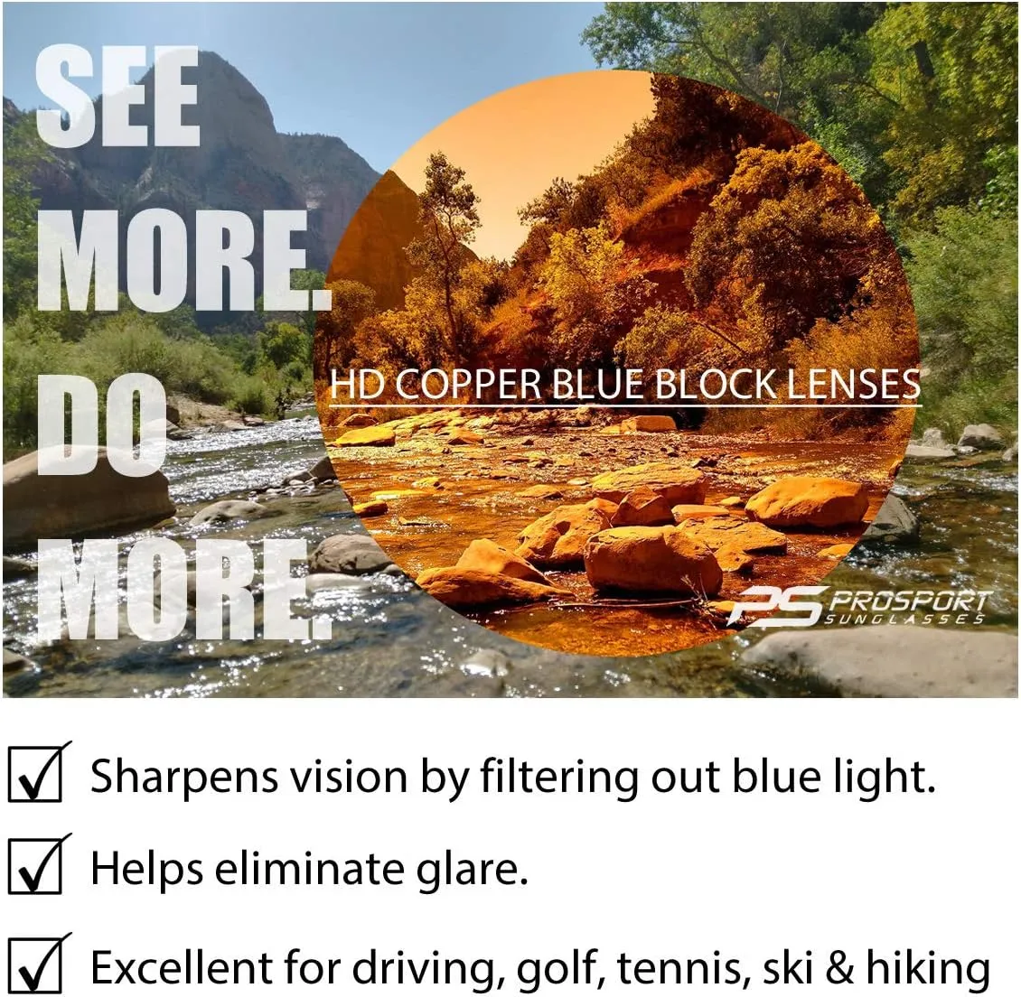 proSPORT BIFOCAL Sunglass Readers Men Women Blue Light Blocking HD Amber Lens Semi-Rimless Wrap-Around Golf Driving