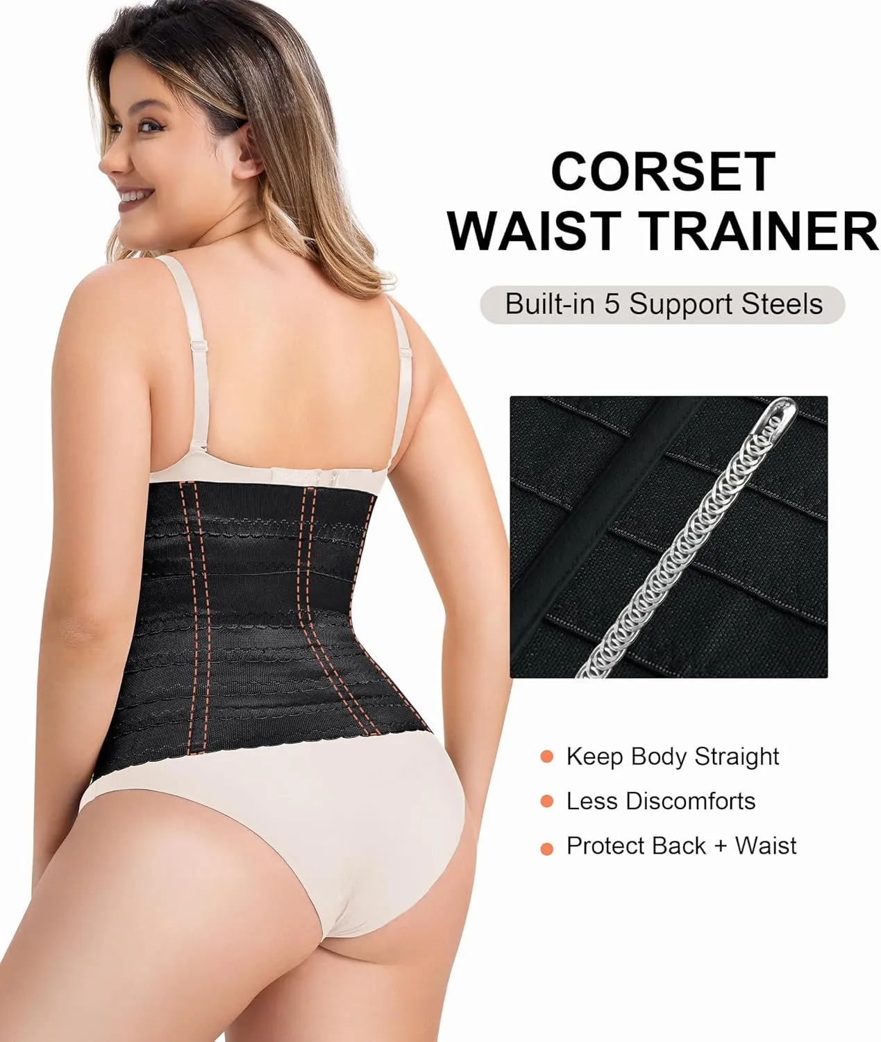 QACIVIQ Segmented Waist Trainer for Women Waist Cincher Shapewear for Women Tummy Control Workout Body Shaper Girdle