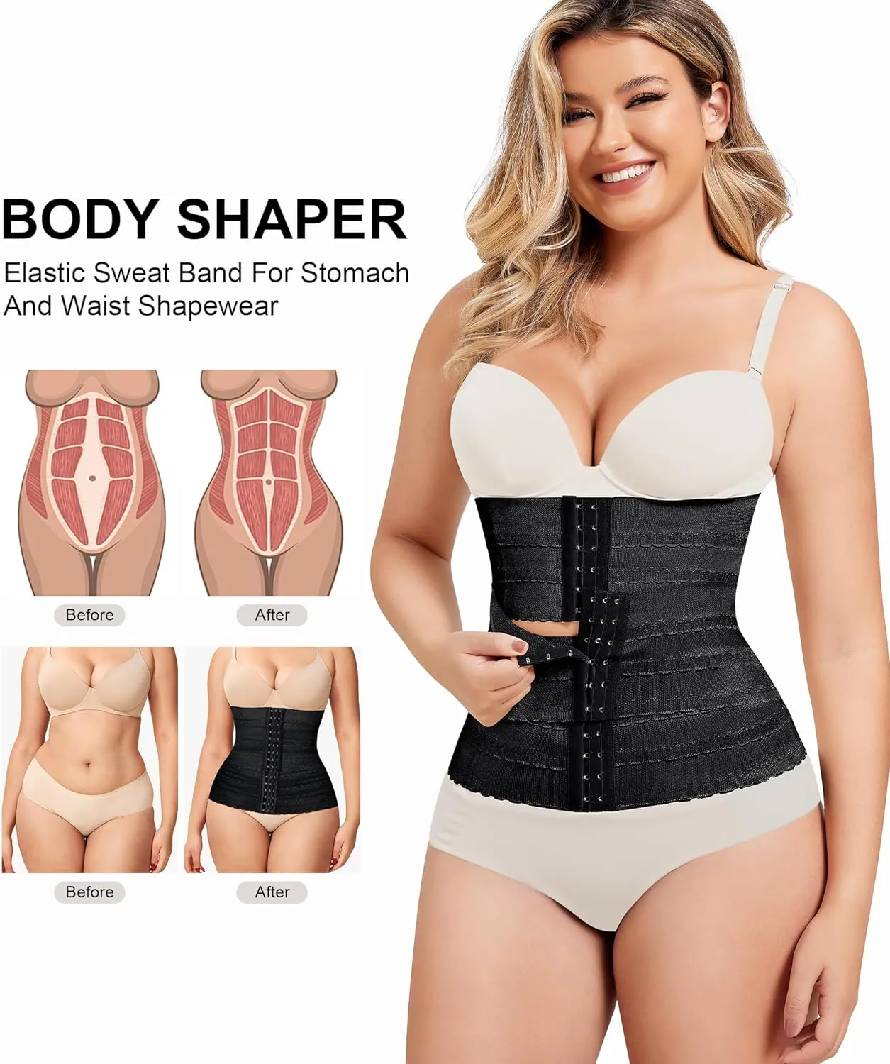 QACIVIQ Segmented Waist Trainer for Women Waist Cincher Shapewear for Women Tummy Control Workout Body Shaper Girdle