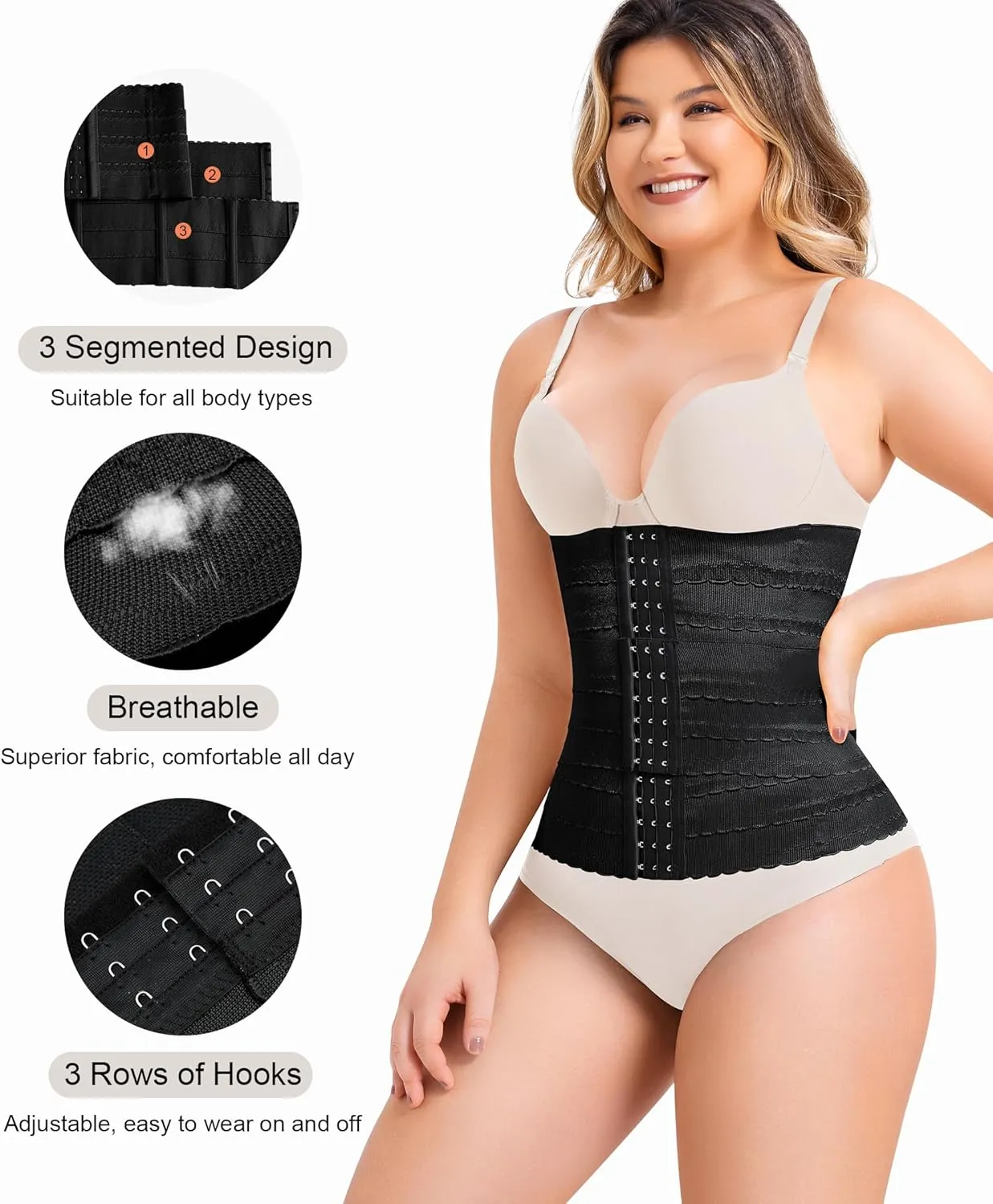QACIVIQ Segmented Waist Trainer for Women Waist Cincher Shapewear for Women Tummy Control Workout Body Shaper Girdle