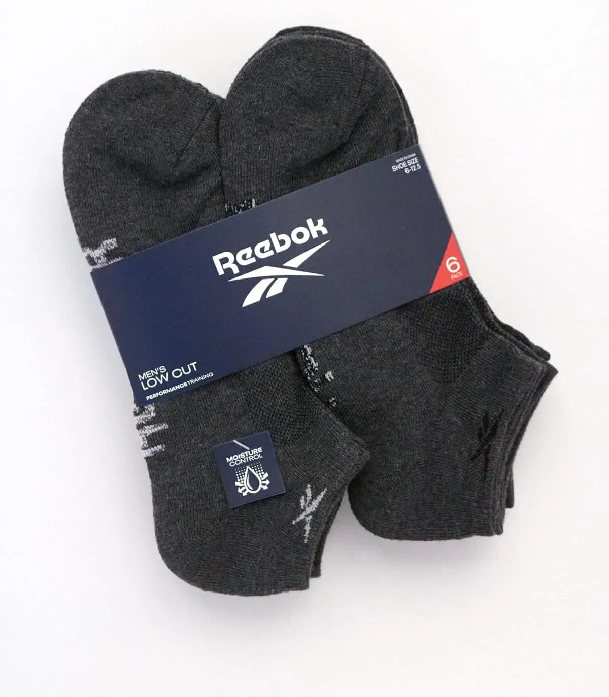 Reebok Men’s Low Cut Socks – 6 Pack Basic Cushion Low Cut No Show Socks for Men - Men's Athletic Socks (Size: 6-12.5)