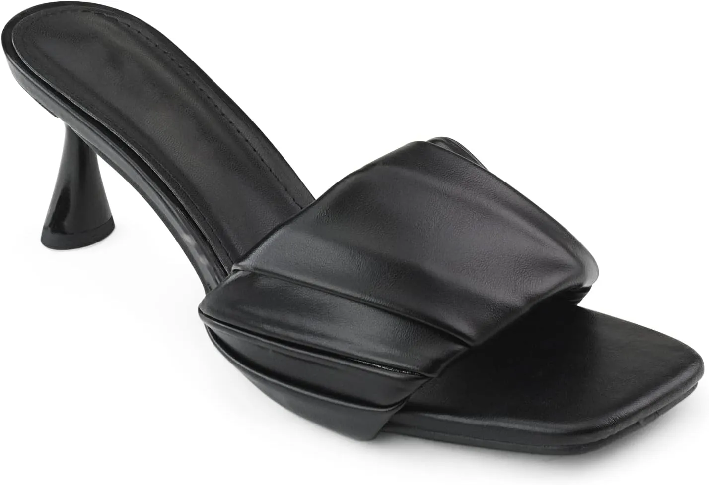 RF ROOM OF FASHION Women's Open Square Toe Slide On Mid Heel Sandals