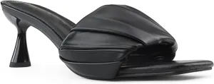 RF ROOM OF FASHION Women's Open Square Toe Slide On Mid Heel Sandals