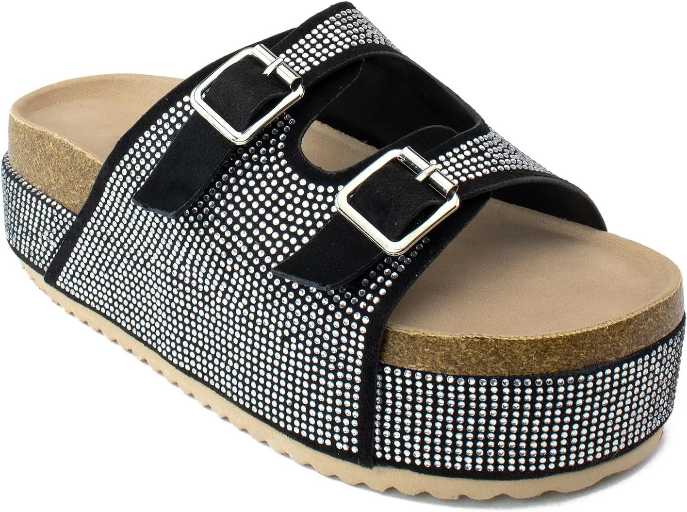 RF ROOM OF FASHION Women's Open Toe Slide on Footbed Platform Sandals